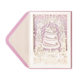 Laser Cut Cake on Lavender Glitter